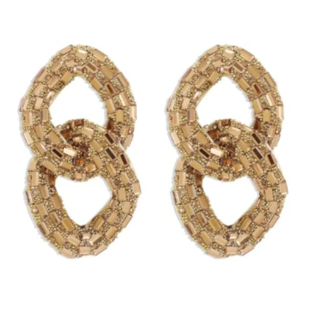 Rhinestone Double Chain Earrings